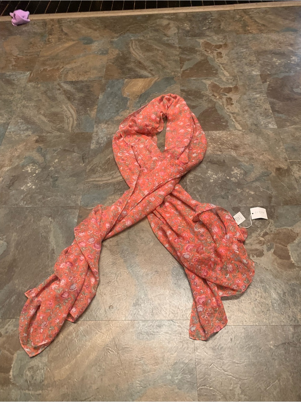 Orange floral J.Crew scarf, NWT